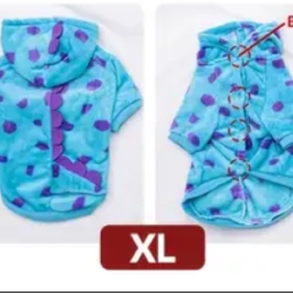 Cute Dinosaur Shaped Pet Hoodie Size XL - Picture 3 of 6
